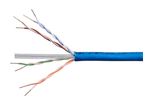 Monoprice Cat6a כבל בתפזורת Ethernet - 1000 רגל - כחול | מוצק, 550 מגהרץ, UTP, CMP, מליאה, חוט נחושת חשוף
